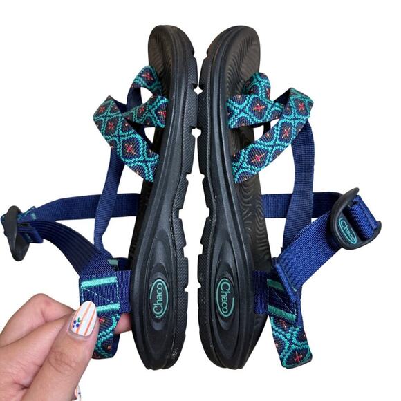 Chaco Womens Z/Volv 2 Toe Loop Sandals Mosaic Cobalt Blue Black Size 7 - Picture 5 of 7